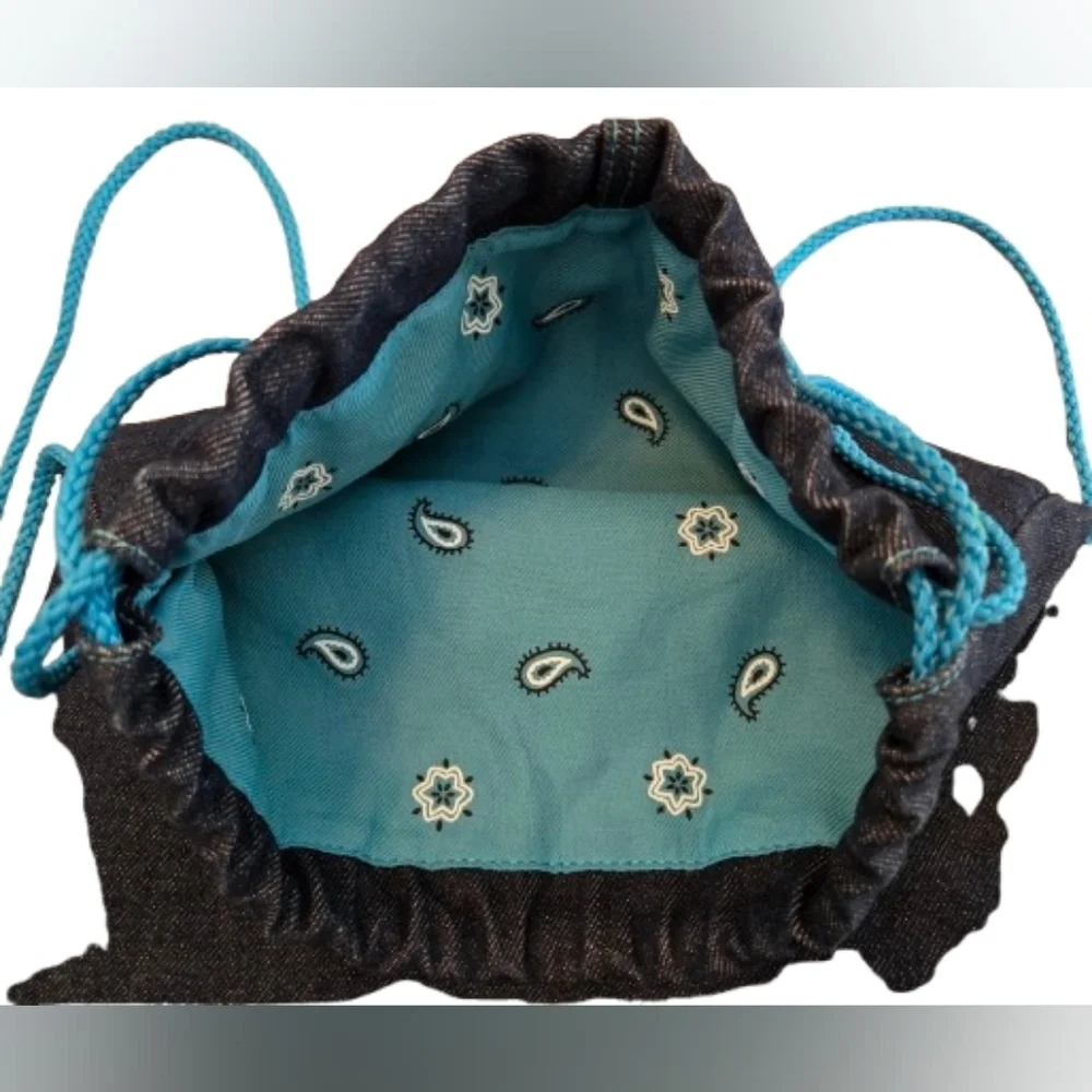 Wallflower Dark Denim Backpack with Blue Straps And Rhinestone‎ Details